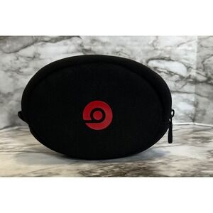 Beats Black Soft Shell Headphone Case Red Logo Zippered Pouch